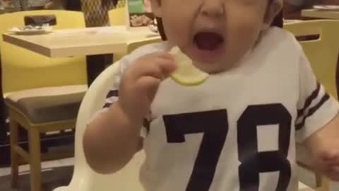 Baby hilarious reaction on eating lemon at first time #22