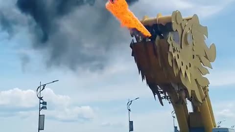 Dragon sparks fire in Danang