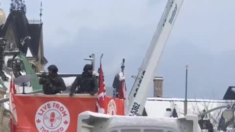 Armed units up high, water cannon, teargas, all for peaceful protesters! #CANADA