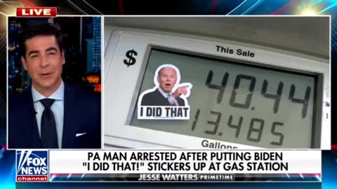 Pennsylvania man arrested for putting stickers Biden "I did that" stickers on gas pumps