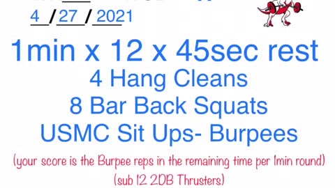 WOD 4/27/2021 Tuff Luv CrossFit