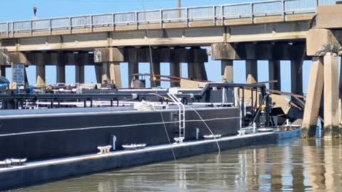 Another BARGE, Another BRIDGE! Galveston, TX 🚂RR down.