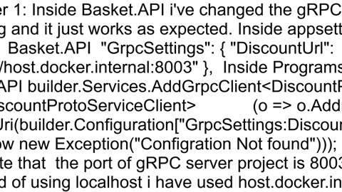 Getting Connection Refused After using gRPC client inside dockerize project in ASPNET Core 8