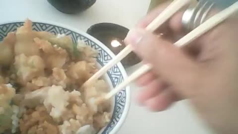 Practice using chopsticks eating Japanese food.