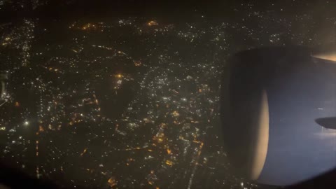 Amazing Night view of city from Aeroplane window seat.