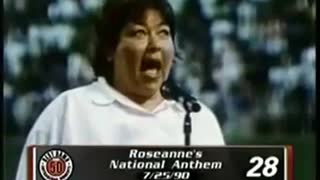 Roseanne sings the national anthem