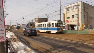 Tram entering the main line