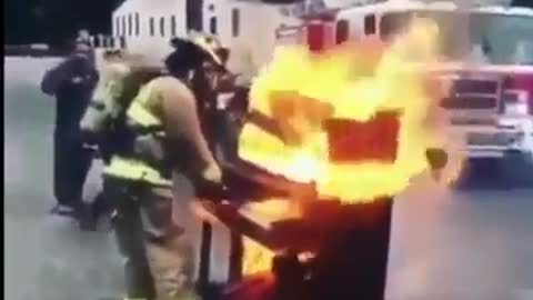 This fire-fighter is a real music fan