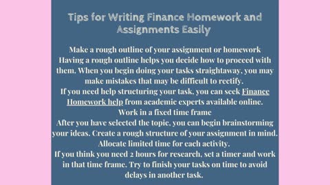 Ease your Way out to Finance Homeworks and Assignments through these Easy Steps