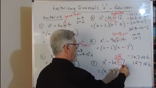 Math Factorising Set B 04 Trinomials Simple Revision Mixture Factorisation Mostly for Years/Grade 10 and 11