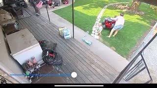 Sister Drives Toy Over Baby Brother