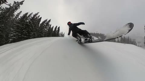 Ollie Abasin at open with 2 inches of Pow to Ski and Snowboard
