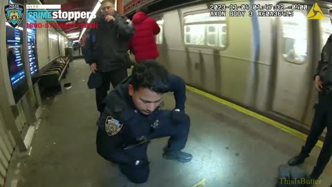 NYPD officers rescue man who fell onto subway tracks minutes before train arrives