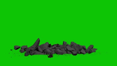 multiple high definition groups of collapsed ground bricks green screen keying video