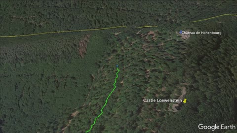 Google Earth Fly-by of the Four Castle Hike on the French and German Border