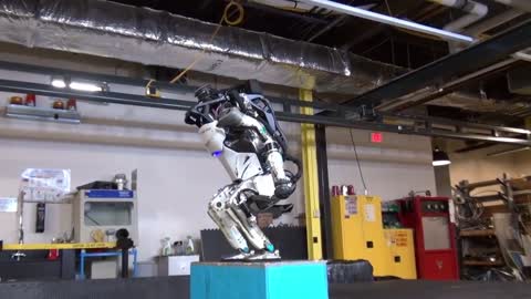 Robot does amazing backflip
