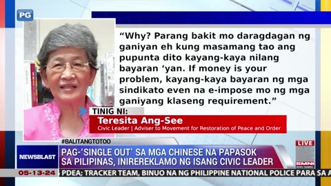 Pag-‘single out’ sa mga chinese na papasok sa Pilipinas, inirereklamo ng isang civic leader