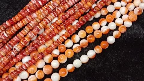 Spiny oyster gemstone beads orange gemstone round deads making perfect gift for many peopole