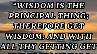 Wisdom is the principal thing; therefore get wisdom: and with all thy getting get understanding
