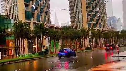 Rainy weather In Dubai beautiful view