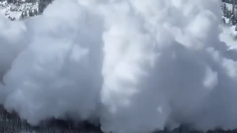 Snow avalanche at a ski resort in Utah, USA