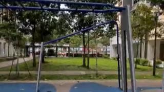 ...at a playground and exercise corner on a windy day