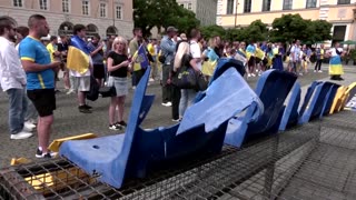 Ukraine shows damaged stadium seats to remind Euro 2024 of war
