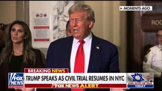 Donald Trump Speaks to Reporters as Junk Trial Resumes in NYC