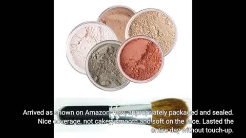 4pc FULL SIZE KIT (BEIGE) w/KABUKI Mineral Makeup Matte Loose Powder Bare Face Cosmetics