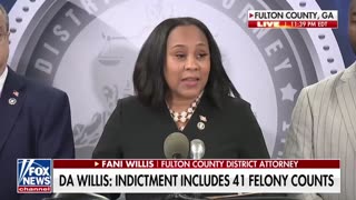 Fulton County, Georgia District Attorney Fani Willis speaks on Trump Indictment