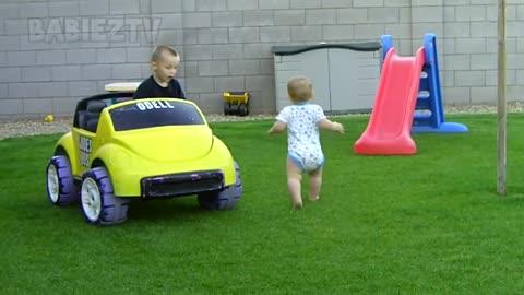 Funny Babies Car Accidents - TRY NOT TO LAUGH At Toddlers Driving Power Wheels