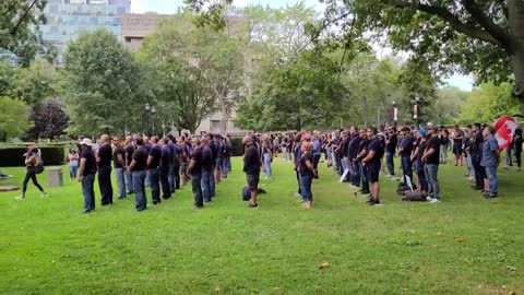 First responders in Toronto hold a silent protest at Queen’s Park against mandatory vaccines