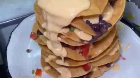 Taco cheese nachos tower