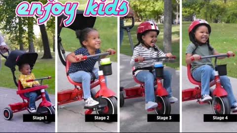 Radio Flyer Pedal & Push 4-in-1 Stroll ' N Trike®, Red, for Toddlers Ages 1-5 (Amazon Exclusive)