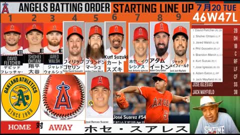 7月20日火曜大谷翔平の昨日のゲームのおさらいと今日のゲームのハイライト July 20 Tuesday Shohei Ohtani yesterday game review and today's game highlight