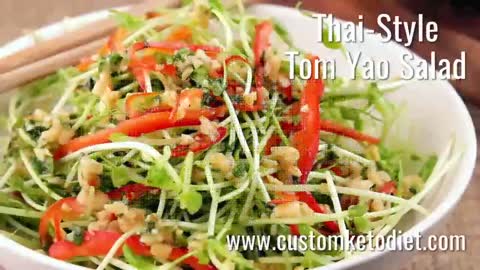 CustomKeto iet Recipes -Keto Thai-Style Tom Yao salad & Keto Cloud Eggs
