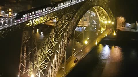 Dom bridge porto portugal at night