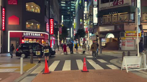 1 hour walking in Tokyo, Shinjuku, Japan.