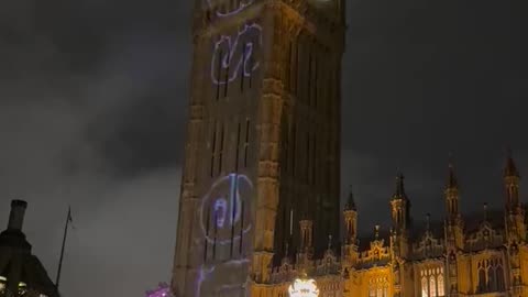 'From the river to the sea' is projected onto Big Ben the UK has fallen