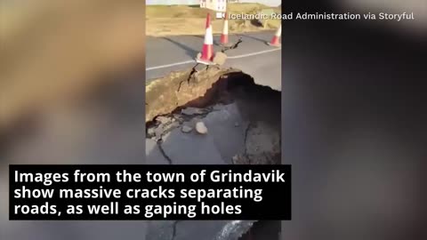 Videos from Iceland show large cracks in roads, steam rising after earthquakes