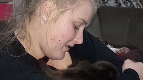 Rescued Baby Monkey Gives Human Caregiver Cuddles