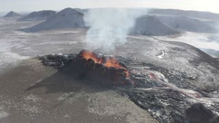 Newest Fissure of Fagradalsfjall Eruption in Iceland