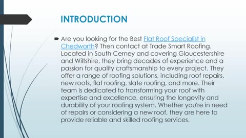 Flat Roof Specialist in Chedworth- Trade Smart Roofing