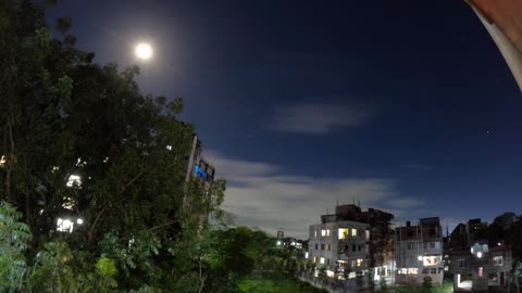 Night lapse from my Veranda! See the moving moon, running clouds! চাঁদনী রাতের নাইট ল্যাপস ভিডিও!