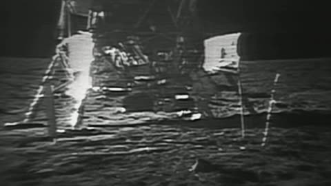 Restored apollo 11 moonwalk- EVA mission video -walking on the moon