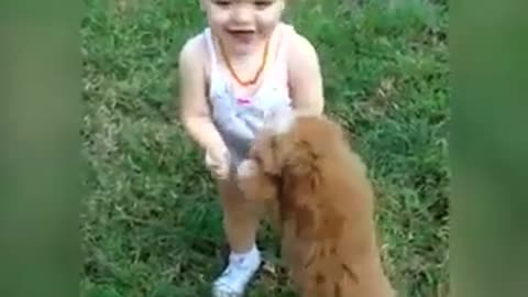 Babies playing with puppy 🐶