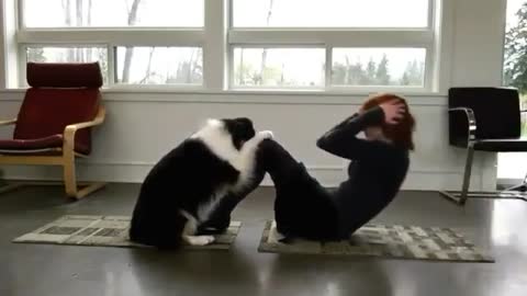 Doing dog the Yoga training with teacher