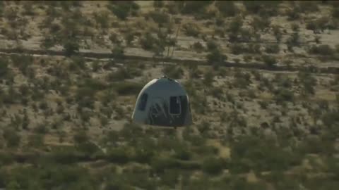 William Shatner and his fellow passengers land in West Texas after taking flight to space