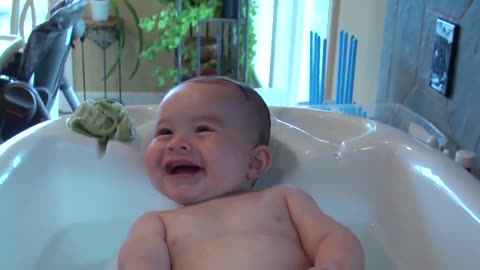 beautiful baby smiles and then freaks out