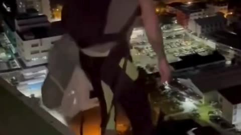 Terrifying Parachute Mishap: Man Jumps from Building but Parachute Fails to Open!